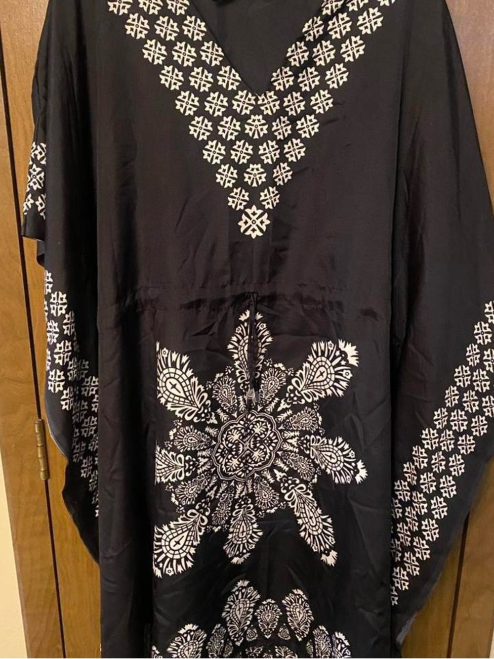 Black and White Embroidered Swim Coverup Tunic
